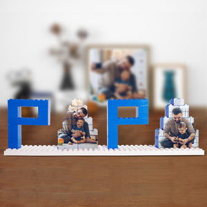 Personalized Papa Photo Building Brick Puzzles Photo Block Father's Day Gifts - Myphotowallet