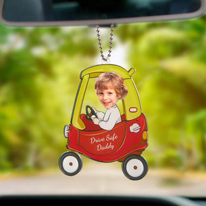 Drive Safe Daddy Personalized Car Photo Ornament Father's Day Gifts Car Rearview Mirror Hanging Accessories