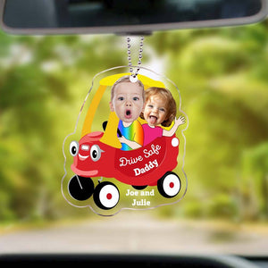 Kid Face Toy Car Drive Safe Daddy Baby Photo Face Father's Day Gift New Dad Gift 1st Fathers Day Gift For Him Two Photos