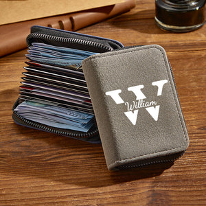 Personalised Leather Wallet with 18 Card Slots Card Holder Wallet Birthday Gift for Him