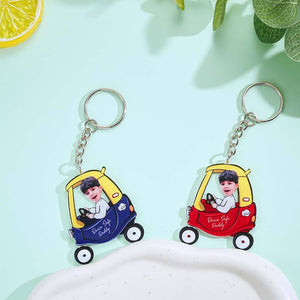 Custom Kid in Car Acrylic Keychain Drive Safe Daddy Father's Day Gifts