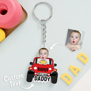 Drive Safe Keyring Custom Kid in Jeep Acrylic Keychain Drive Safe Daddy Father's Day Gifts