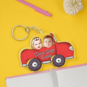 Personalised Face Acrylic Keychain Drive Safe Daddy Father's Day Gifts