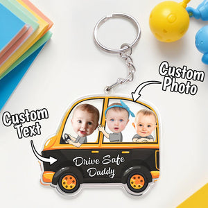 Drive Safe Keyring Custom Face Acrylic Keychain Drive Safe Daddy Multi Kids Gifts for Father