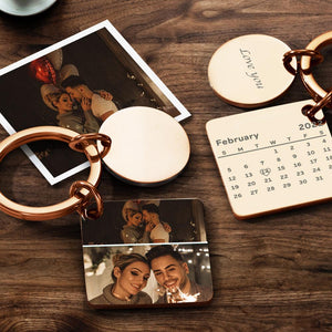 Personalized Custom Photo Engraved Calendar Collage Photo Painting Keyring