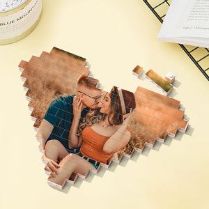 Personalised Building Brick Heart Custom Photo Block Toy Home Decor