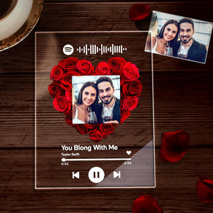 Custom Rose Spotify Plauqe  Personalized Night Light Romantic & Sentimental Birthday Gifts For Boyfriend - CustomPhotoWallet