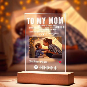 To My Mom - Personalized Spotify Code Music Plaque Night Light(5.9in x 7.7in)