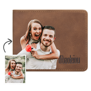 Anniversary Gifts - Custom Photo Wallet Brown Color Printing Brown