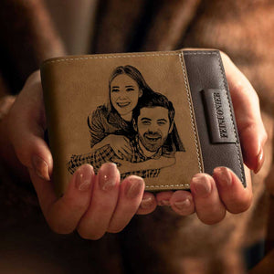 Custom Photo Engraved Short Wallet RFID Blocking Wallet