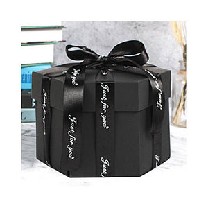 Christmas Box Diy Photo Box Hexagon Multi-layer Explosion Box - Black