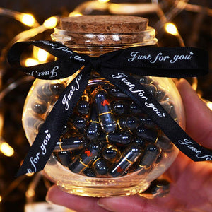 100 Pcs DIY Message in a Bottle Capsule Letter Black