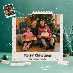 Custom Building Block Puzzle Square Family Photo Brick Merry Christmas - CustomPhotoWallet