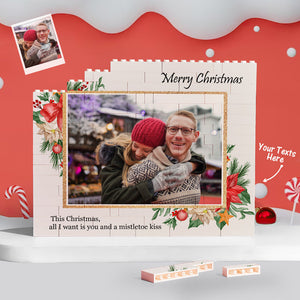 Custom Building Block Puzzle Horizontal Trio Photo Brick Merry Christmas - CustomPhotoWallet