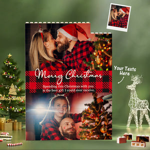 Custom Building Block Puzzle Vertical Building Couple Photo Brick Merry Christmas - CustomPhotoWallet