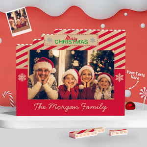 Custom Building Block Puzzle Personalized Horizontal Trio Photo Brick Merry Christmas - CustomPhotoWallet