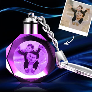 Custom Crystal Photo Keychain Octagon