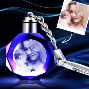 Custom Crystal Octagon Photo Keychain - For Mum