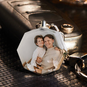 Custom Photo Keychain Crystal Keychain Octagon Gift For Dad