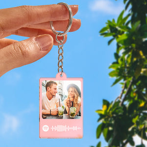 Personalized Scannable Spotify Code Keychain Custom Photo Colorful Keychain Birthday Anniversary Gift - CustomPhotoWallet