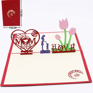 Mother's Day Three-dimensional Greeting Card Handmade Birthday Greeting Card Red Hollow Paper Carving Card