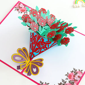 Mother's Day Creative Greeting Card Folding Bouquet Three-dimensional Greeting Card 3d Handmade Blessing Card