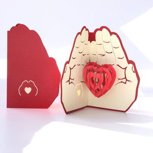 Mother's Day Three-dimensional Greeting Card 3d Folding Blessing Card Love In The Palm Message Card