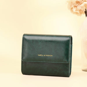 Wallet Short Card Oil Wax Leather Wallet Gift for Her - Green