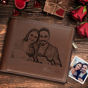 Anniversary Gifts Custom Men's Photo Wallet Brown