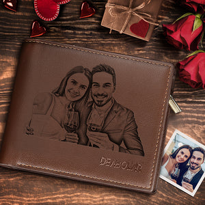 Custom Men's Photo Wallet Gifts For Him Brown